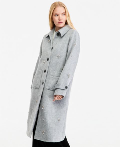 Женское пальто On 34th Wool-Blend Longline Embellished, цвет: Серый