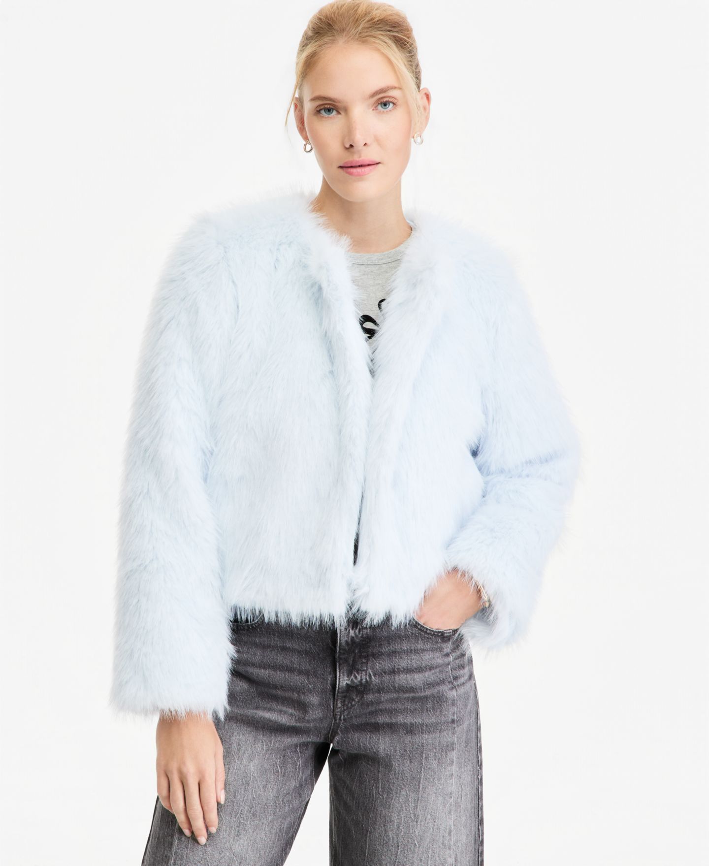 Женская куртка On 34th Cropped Faux Fur Completer, цвет: Бриллиантовый синий — фото 3