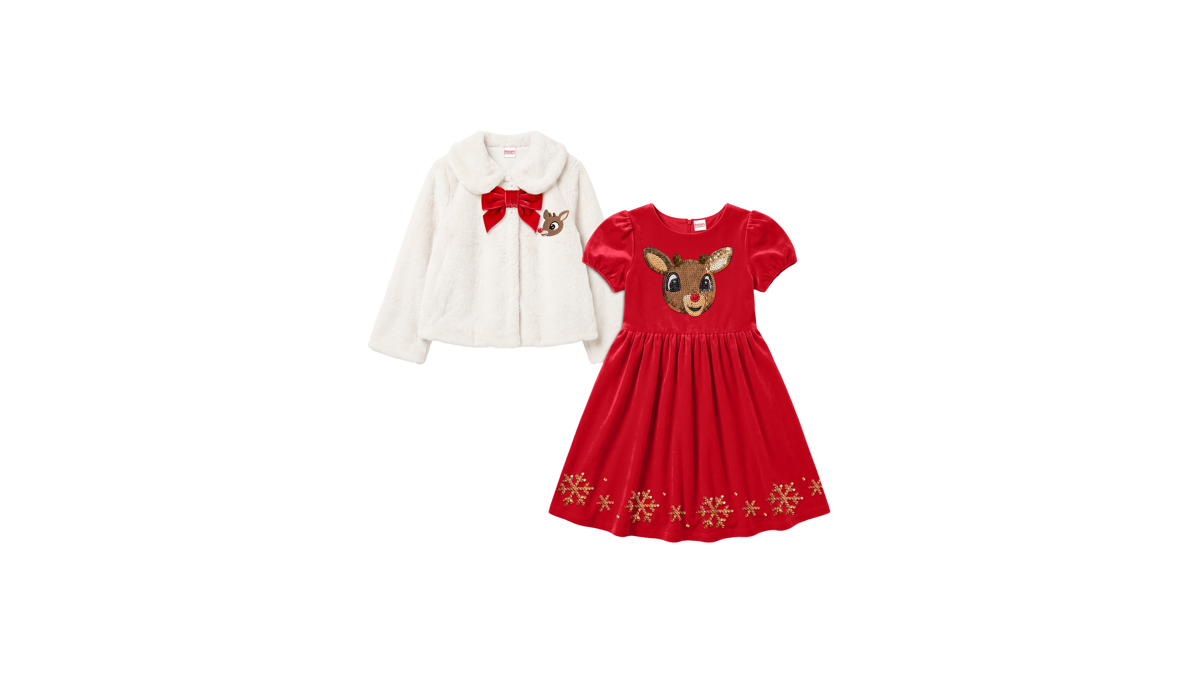 Kate Mack Toddler Girls' 2T-5T Rudolph Holiday Sequin Jacket and Dress, 2-Piece Set