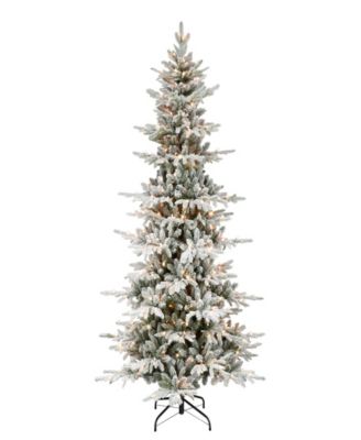 6.5' Pre-Lit Slim Flocked Utah Fir Christmas Tree