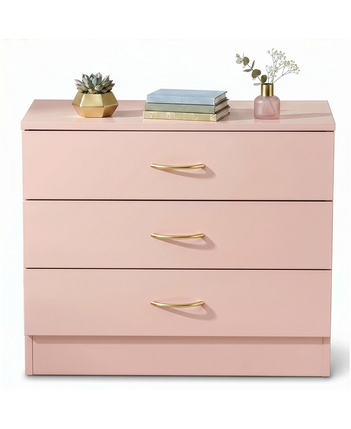 Slickblue 3-Drawer Dresser Chest with Tone Handles for Bedroom - Pink