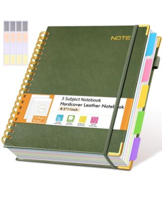 5 Subject Spiral Notebook College Ruled Removable Dividers Thick Paper Hardcover