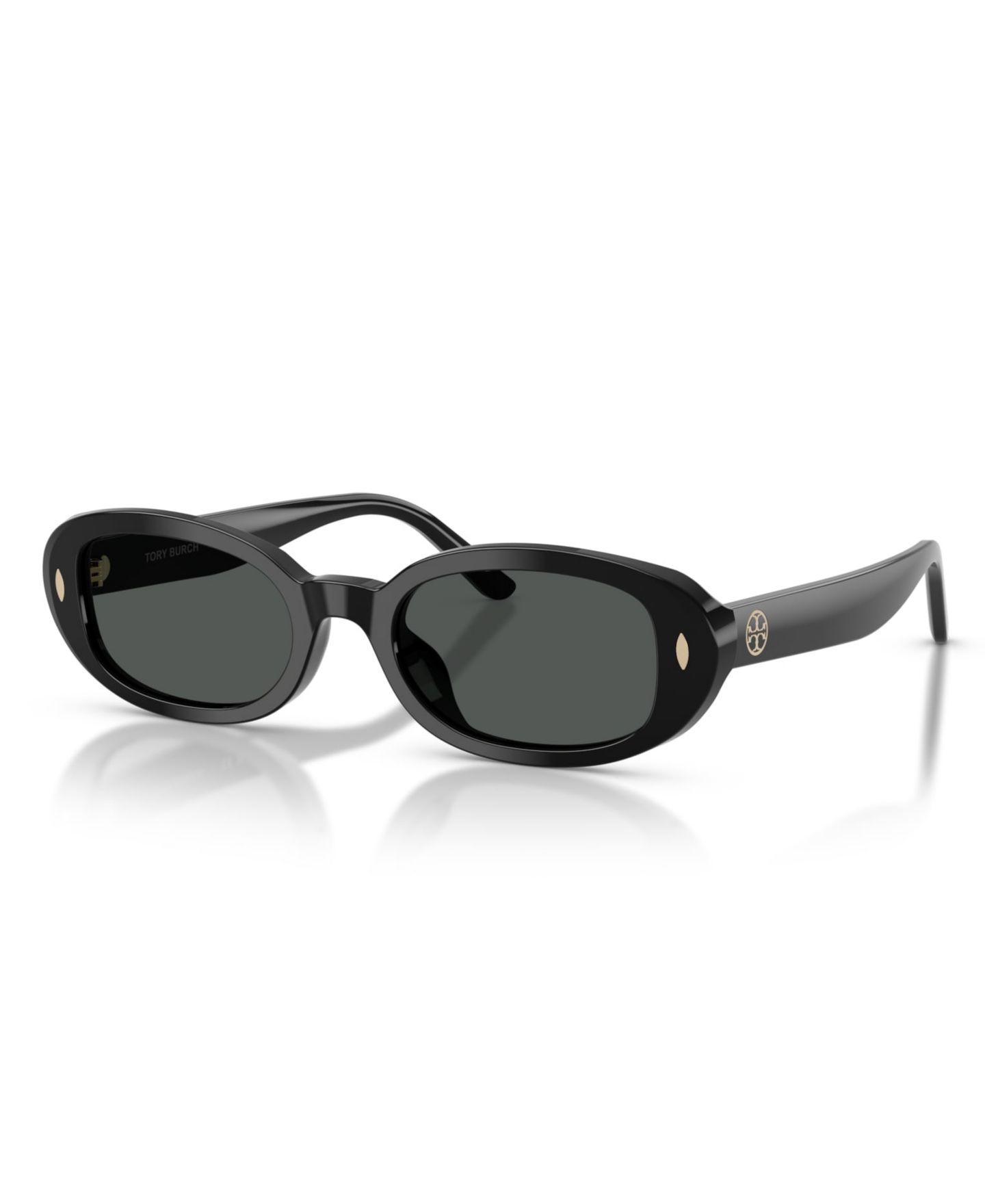 Женские солнцезащитные очки Tory Burch Miller Oval Low-Bridge Sunglasses TY7241D, цвет: Чёрный — фото 1
