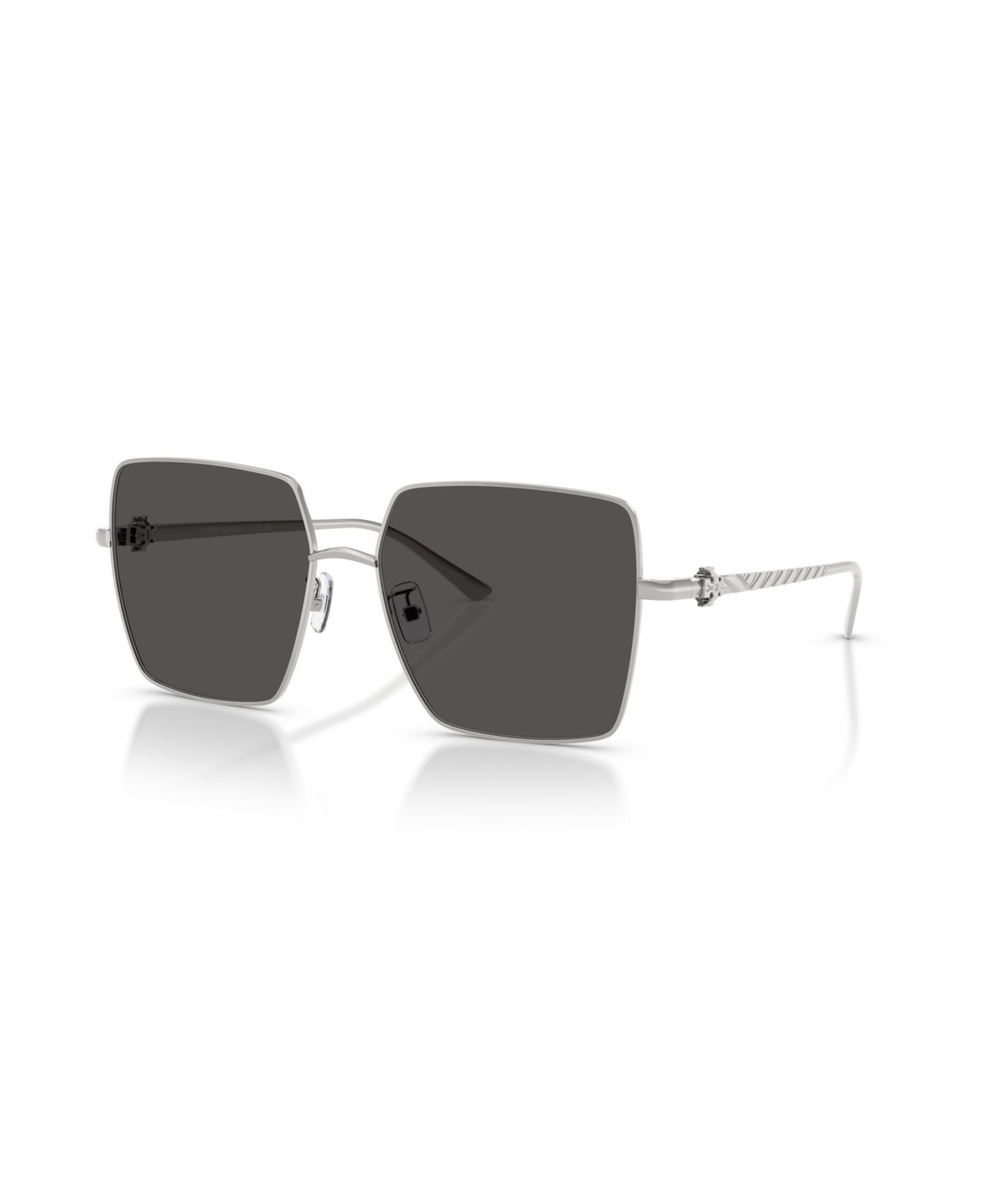 Женские солнцезащитные очки Tory Burch Square Metal TY6120, цвет: Серебряный — фото 1