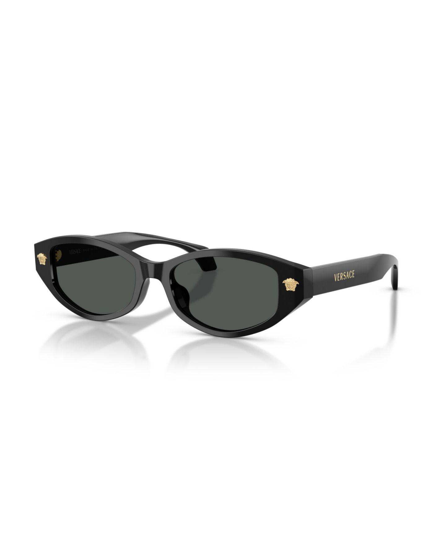 Женские солнцезащитные очки Versace VE4512D «кошачий глаз», ацетат, для низкой переносицы, цвет: Чёрный — фото 1