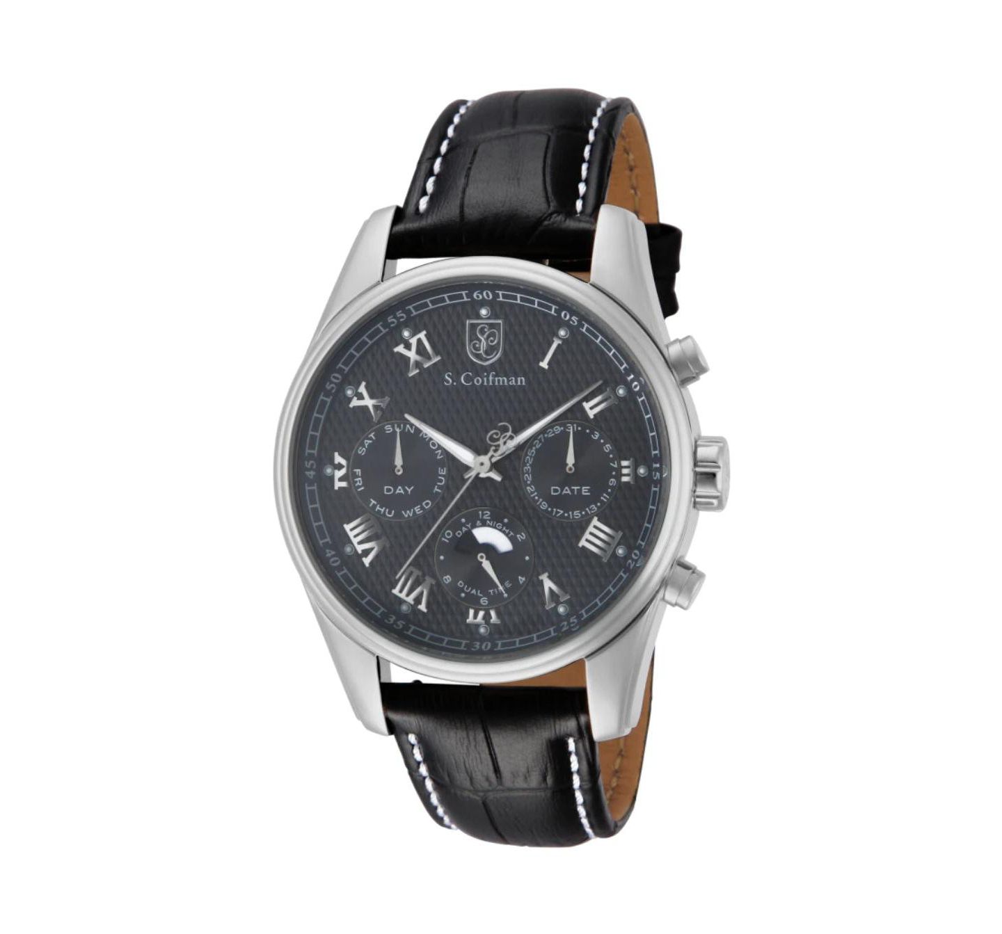 Мужские часы Invicta S.Coifman SC0154 Heritage Chronograph Leather Strap Watch, цвет: Чёрный — фото 1
