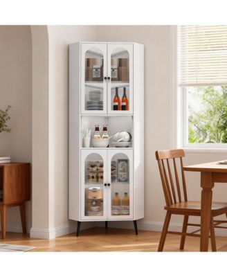 Corner Cabinet Metal Storage Cabinet with Doors and Adjustable Shelves