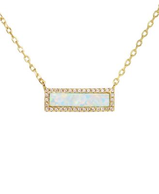Reflection Necklace with Lab Grown Opal in 14k Gold Plated Sterling Silver