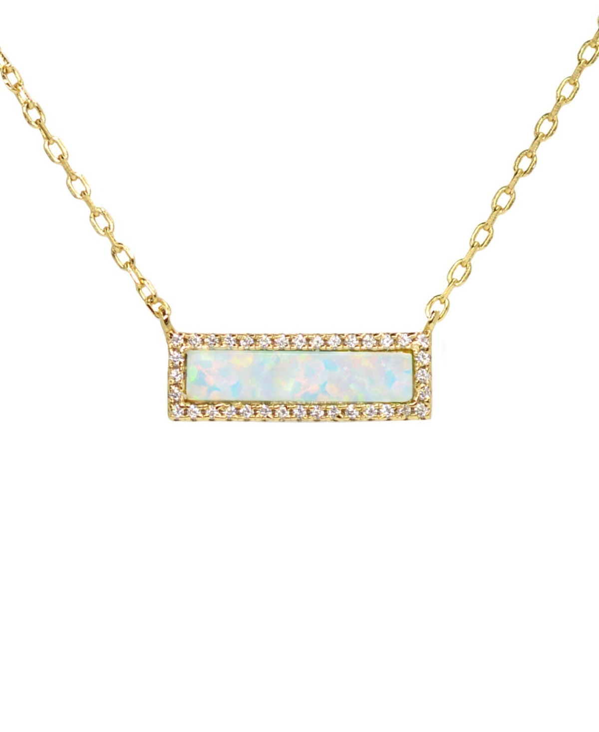Kamaria Reflection Necklace with Lab Grown Opal in 14k Gold Plated Sterling Silver - White opal