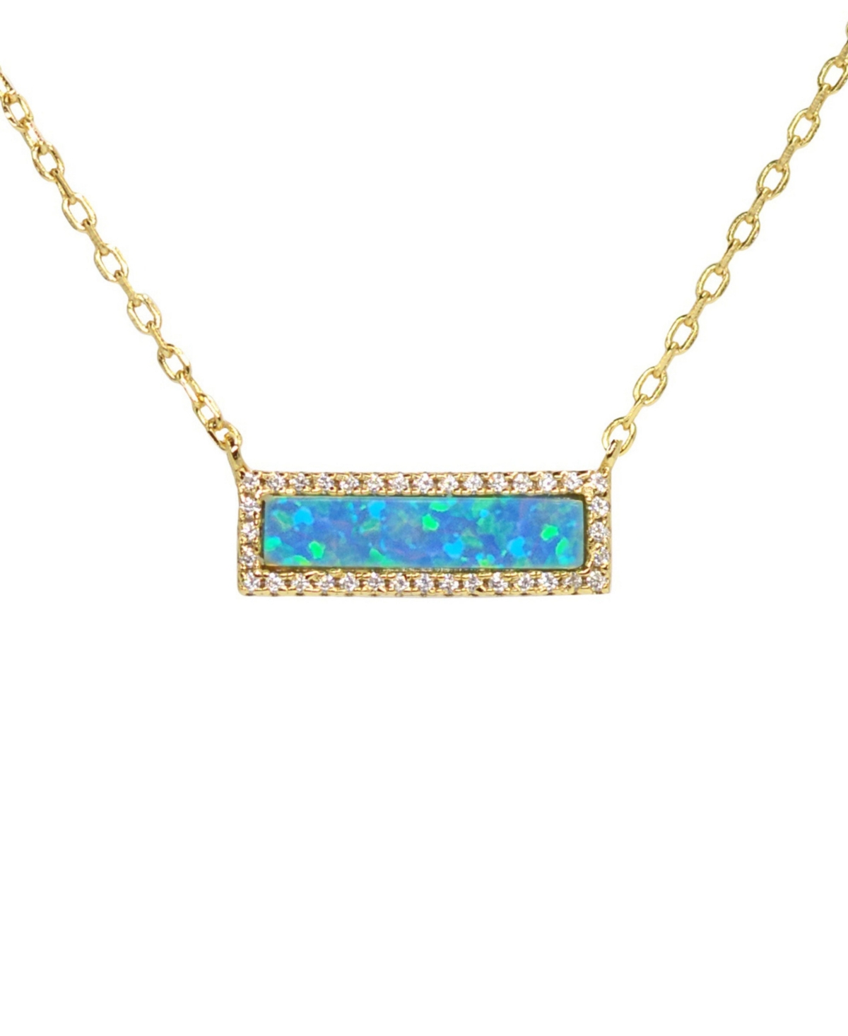 Kamaria Reflection Necklace with Lab Grown Opal in 14k Gold Plated Sterling Silver - Blue green opal