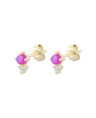 Lab-grown Opal Seed Stud Earrings in 14k Gold-Plated Sterling Silver