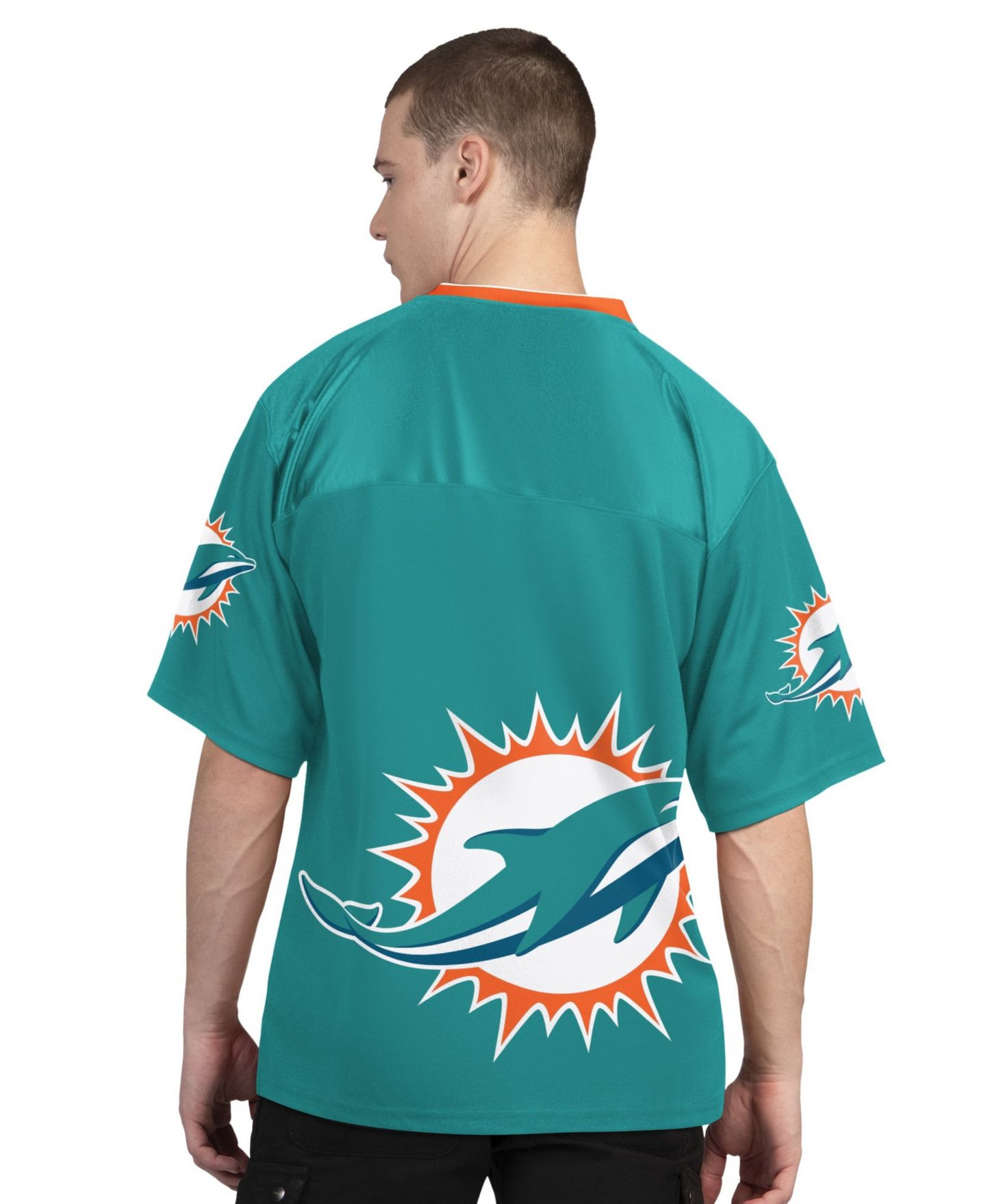 Мужские футболки Starter Aqua/White Miami Dolphins Short Sleeve & Long Sleeve T-Shirt Combo Pack — фото 5