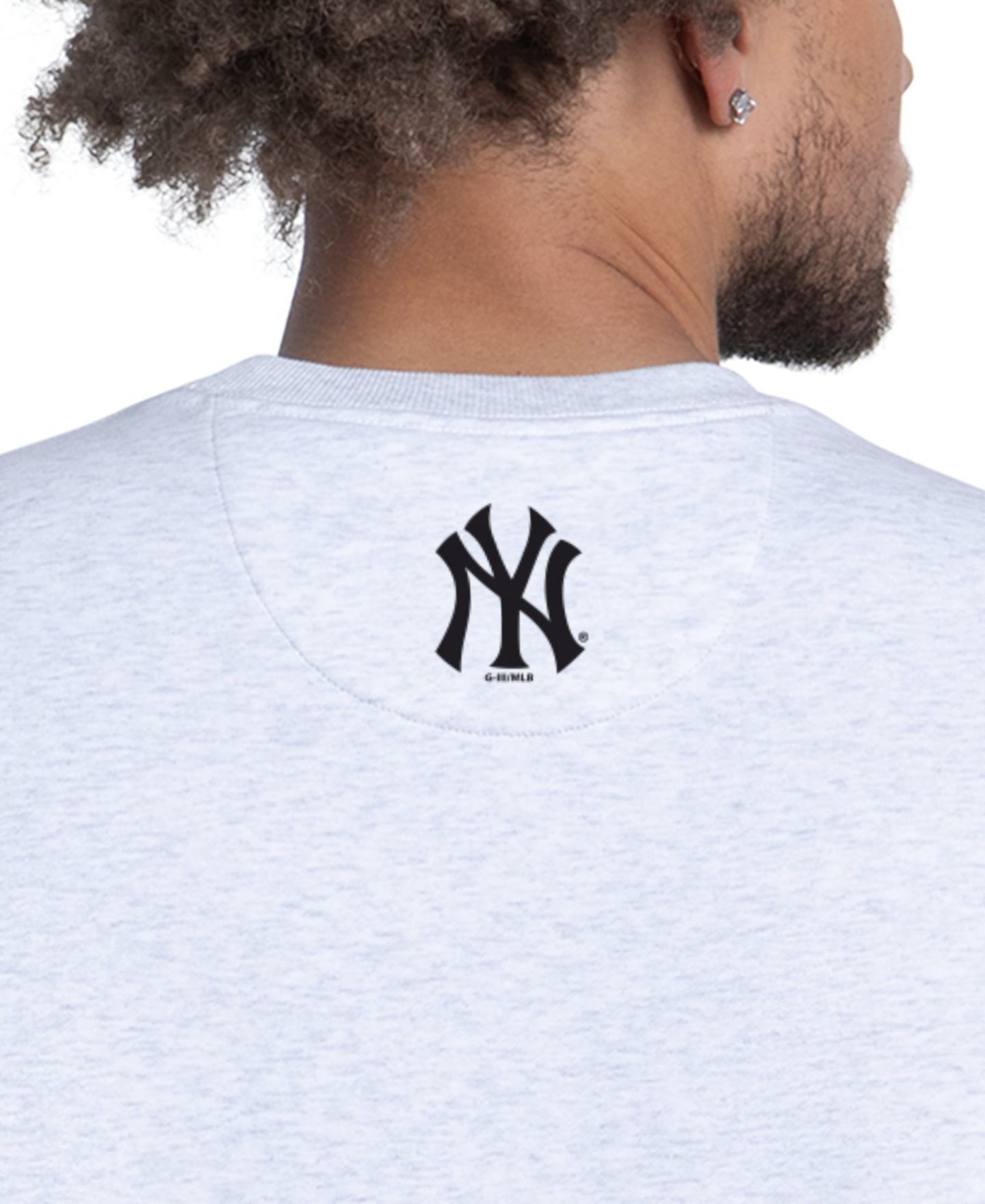 Мужская толстовка Starter Heather Gray New York Yankees Face of Ice Blue French Terry — фото 4