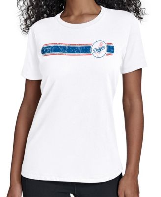 Women's  White Los Angeles Dodgers Team Stripe T-Shirt