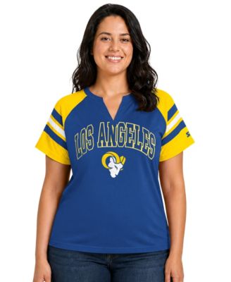 Women's  Royal Los Angeles Rams Plus Size Game On Notch Neck Raglan T-Shirt