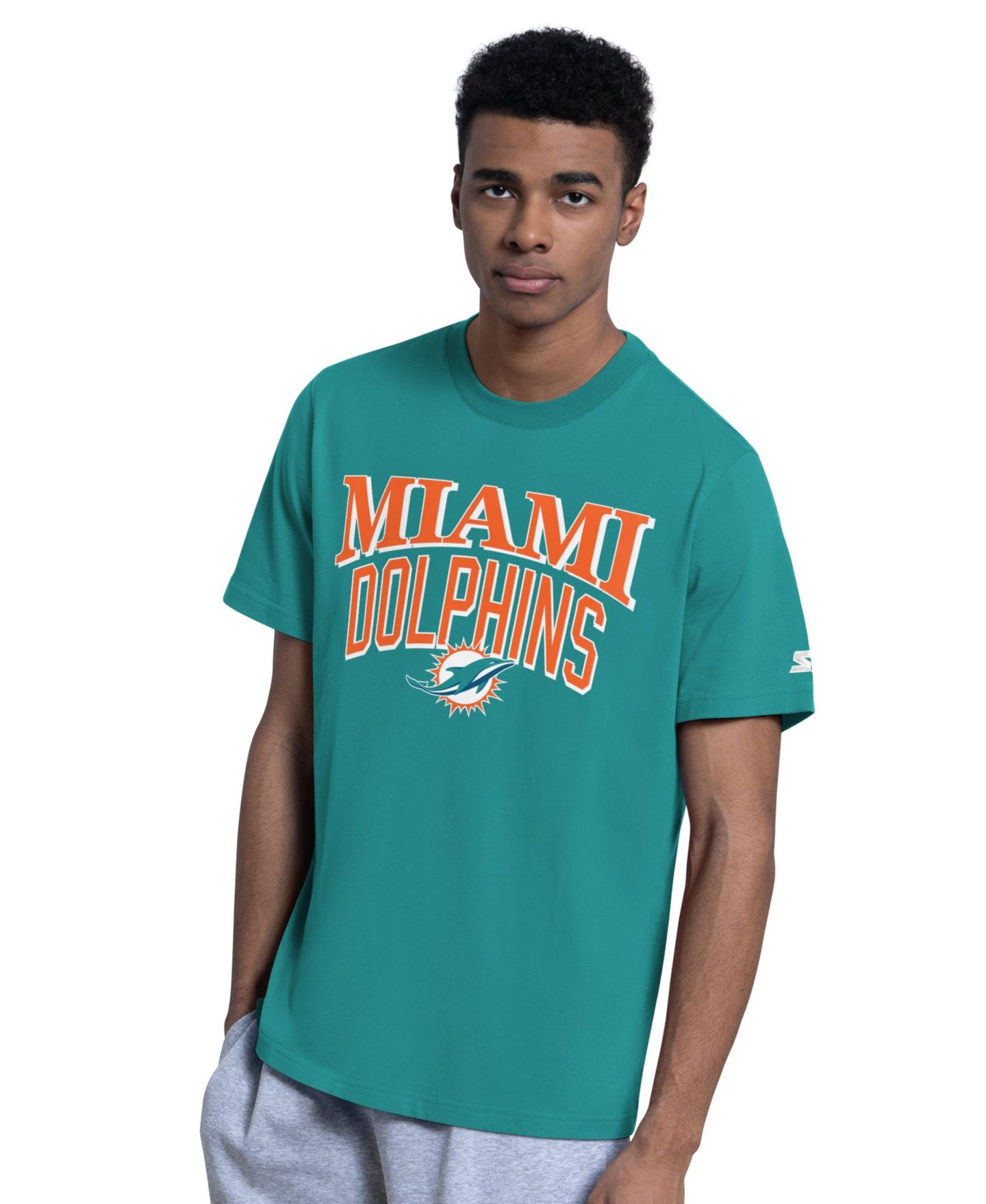Мужские футболки Starter Aqua/Heather Gray Miami Dolphins Two-Pack Logo T-Shirt Set — фото 2