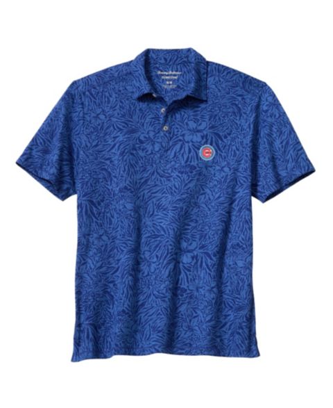 Мужская рубашка-поло Tommy Bahama Chicago Cubs Wild Hibiscus Tri-Blend IslandZone, Royal