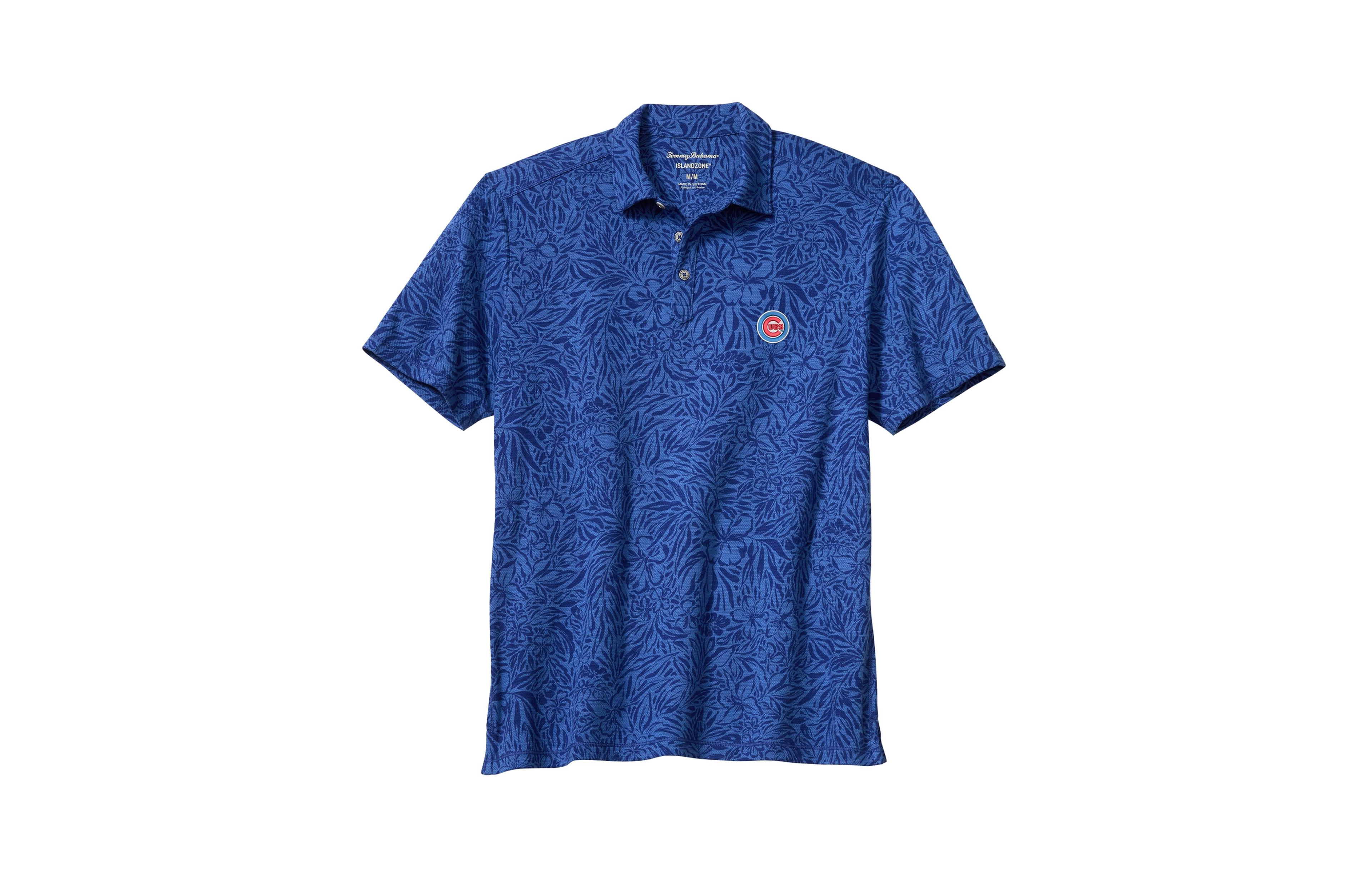 Men's Tommy Bahama Royal Chicago Cubs Wild Hibiscus Tri-Blend IslandZone Polo