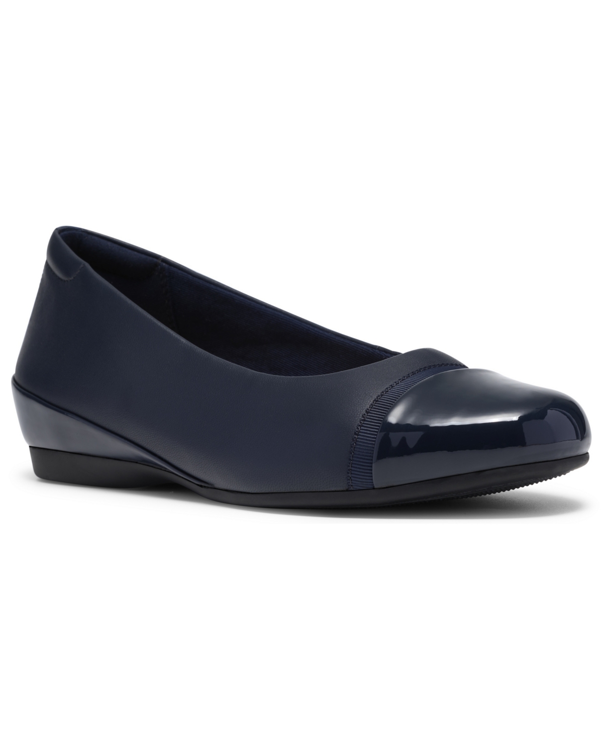 Clarks Women's Cathrynn Dusk Round-Toe Wedge Pumps - Navy Combi Patent Leather