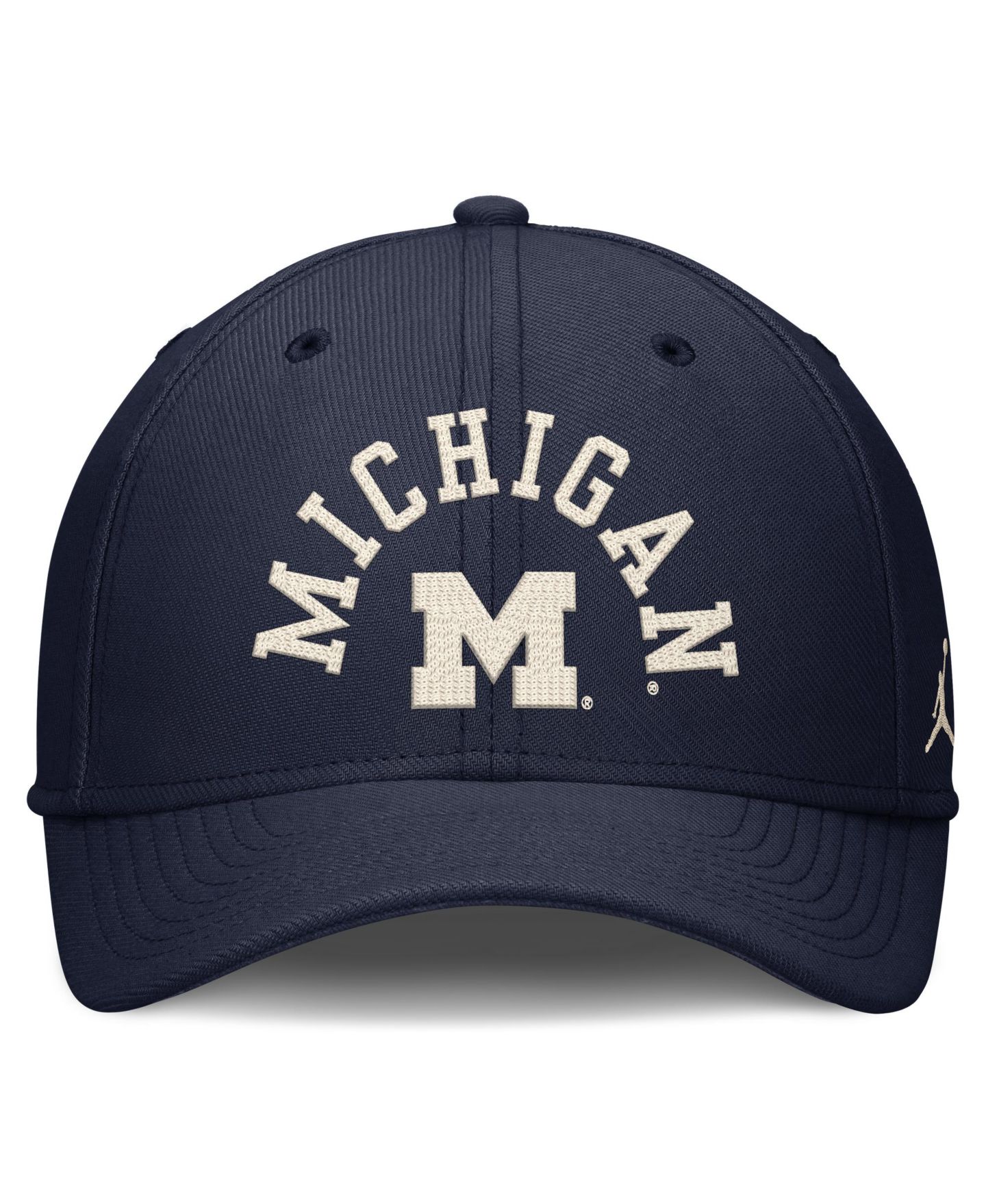 Мужская кепка Jordan Navy Michigan Wolverines Campus Prep Chained & Arched Swooshflex Flex Hat — фото 2