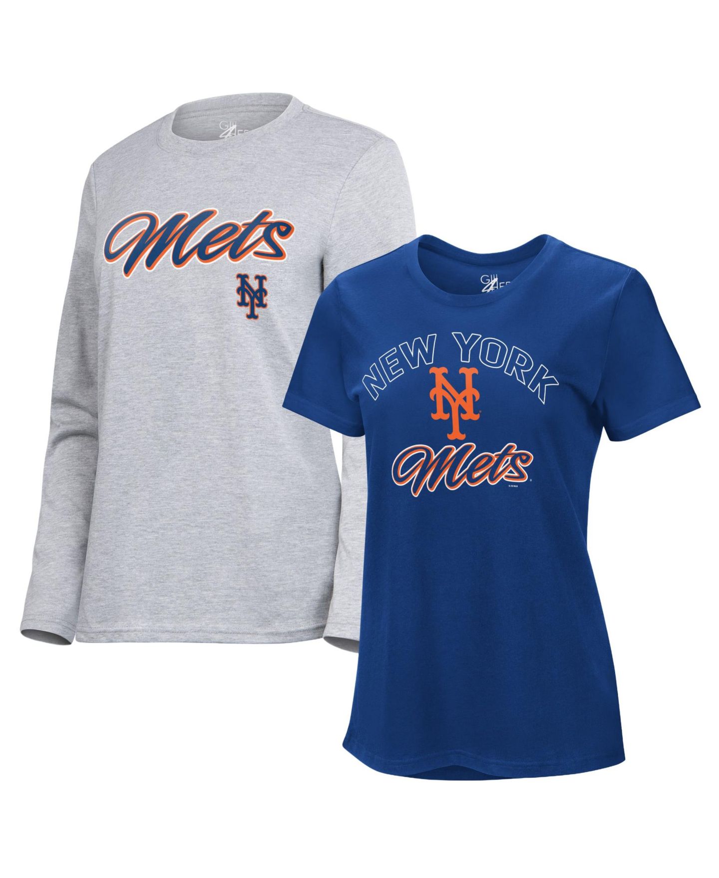 Женские футболки G-III 4Her by Carl Banks Royal/Heather Gray New York Mets Short-Sleeve and Long-Sleeve T-Shirt Combo Pack — фото 1