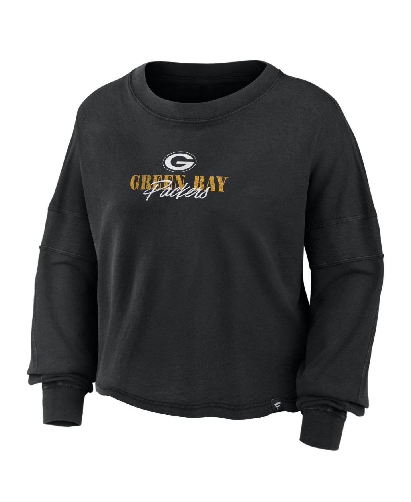 Женская футболка Fanatics Black Green Bay Packers Oversized Chop Block Boxy Long Sleeve — фото 3