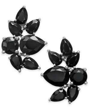 image of Black Sapphire Fancy Stud Earrings (10 ct. t.w.) in Sterling Silver