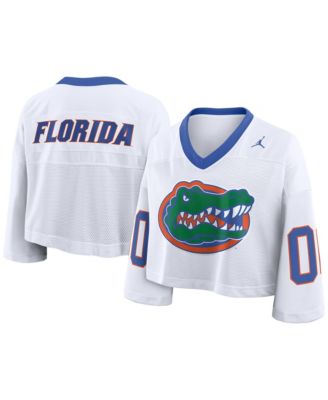 Women's White Florida Gators Oversized Logo Cropped Fashion Jersey