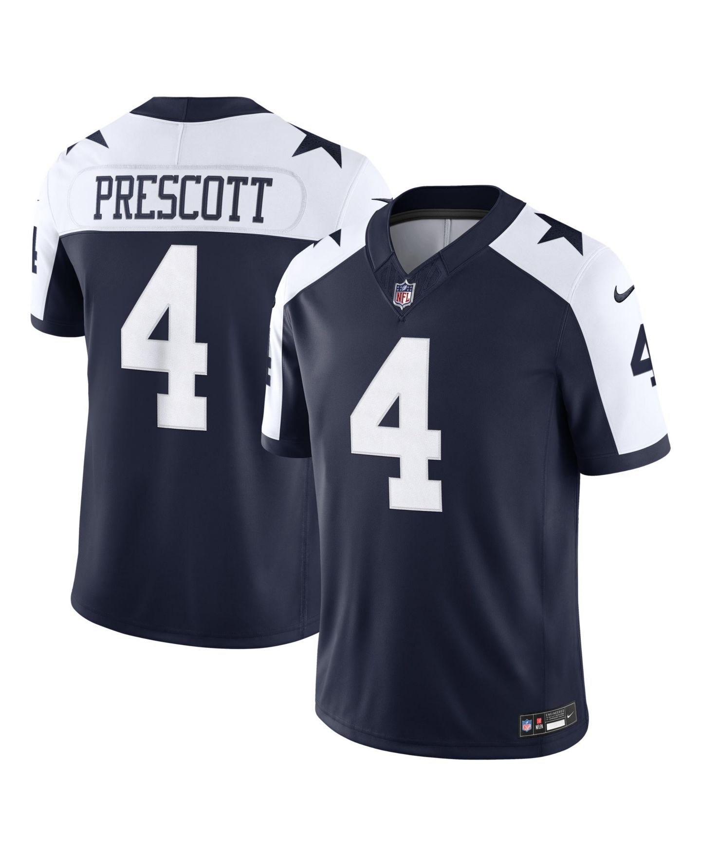 Мужской топ Nike Dak Prescott Navy Dallas Cowboys Alternate Vapor F.U.S.E. Stitched Limited Jersey — фото 1