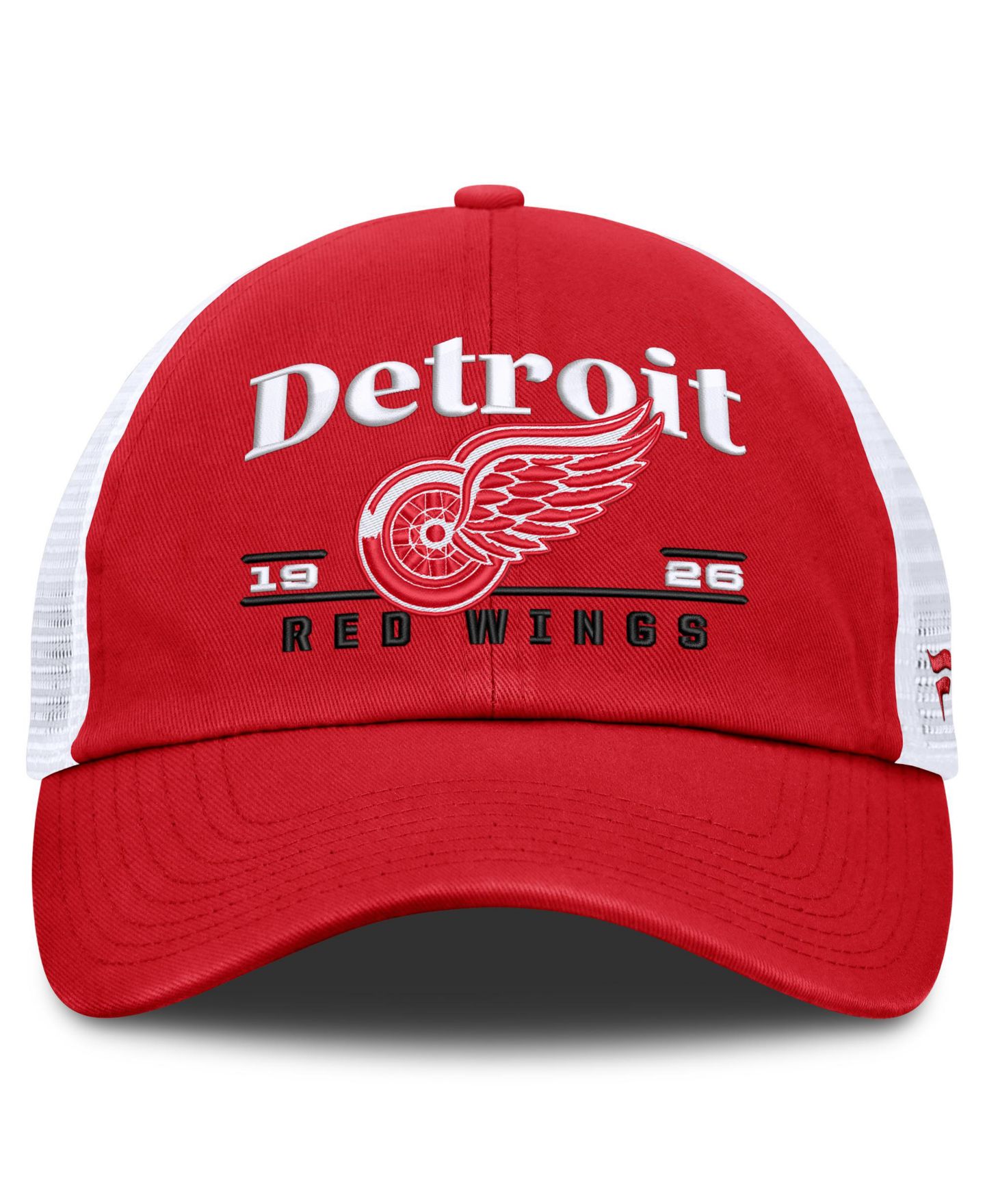 Мужская кепка Fanatics Red Detroit Red Wings Fundamental Underline Trucker Adjustable Hat — фото 2