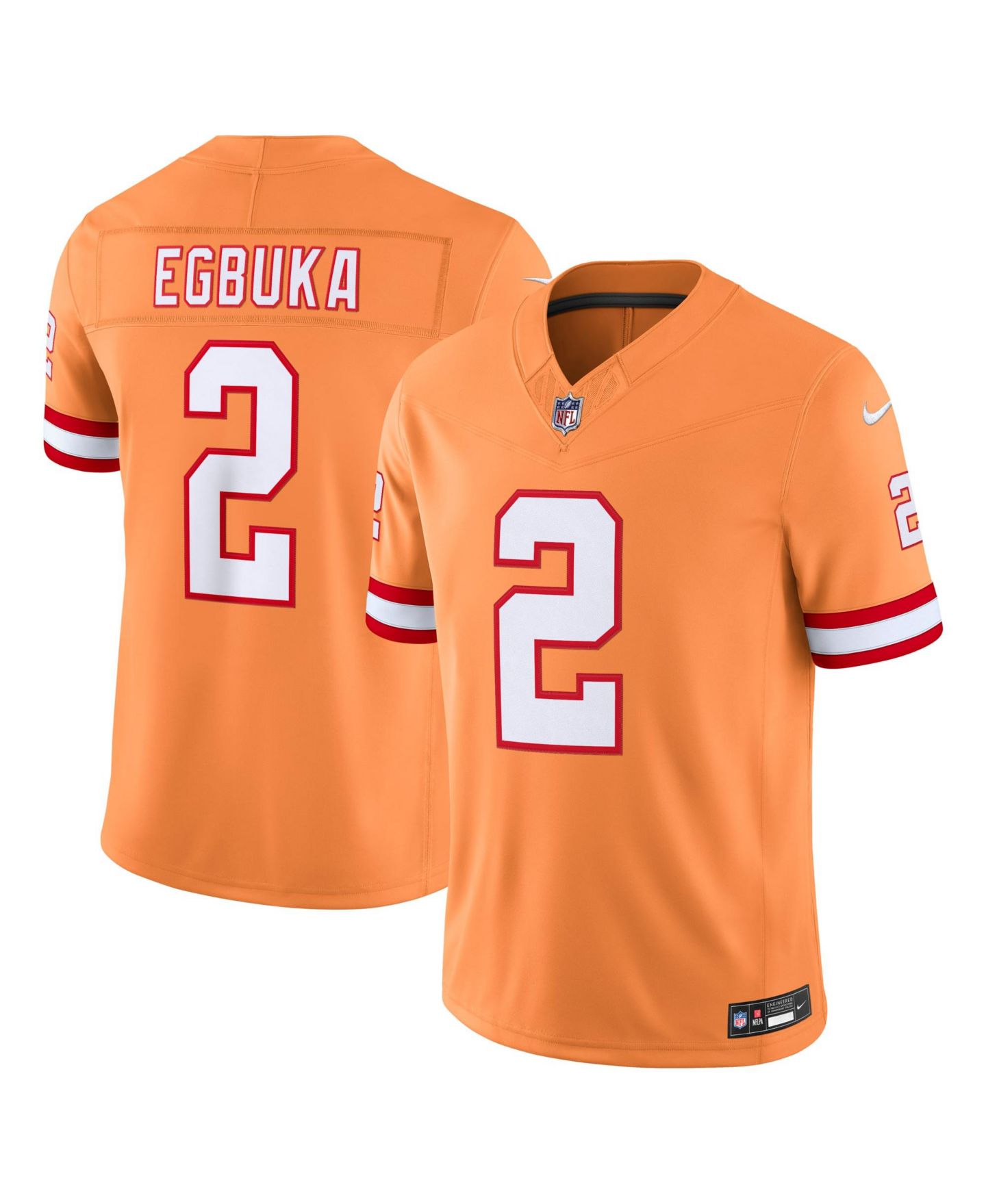 Мужской топ Nike Emeka Egbuka Creamsicle Tampa Bay Buccaneers Alternate Vapor F.U.S.E. Stitched Limited Jersey — фото 1
