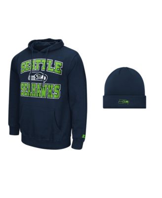 Men's  College Navy Seattle Seahawks Hoodie and Cuffed Knit Hat Combo Pack