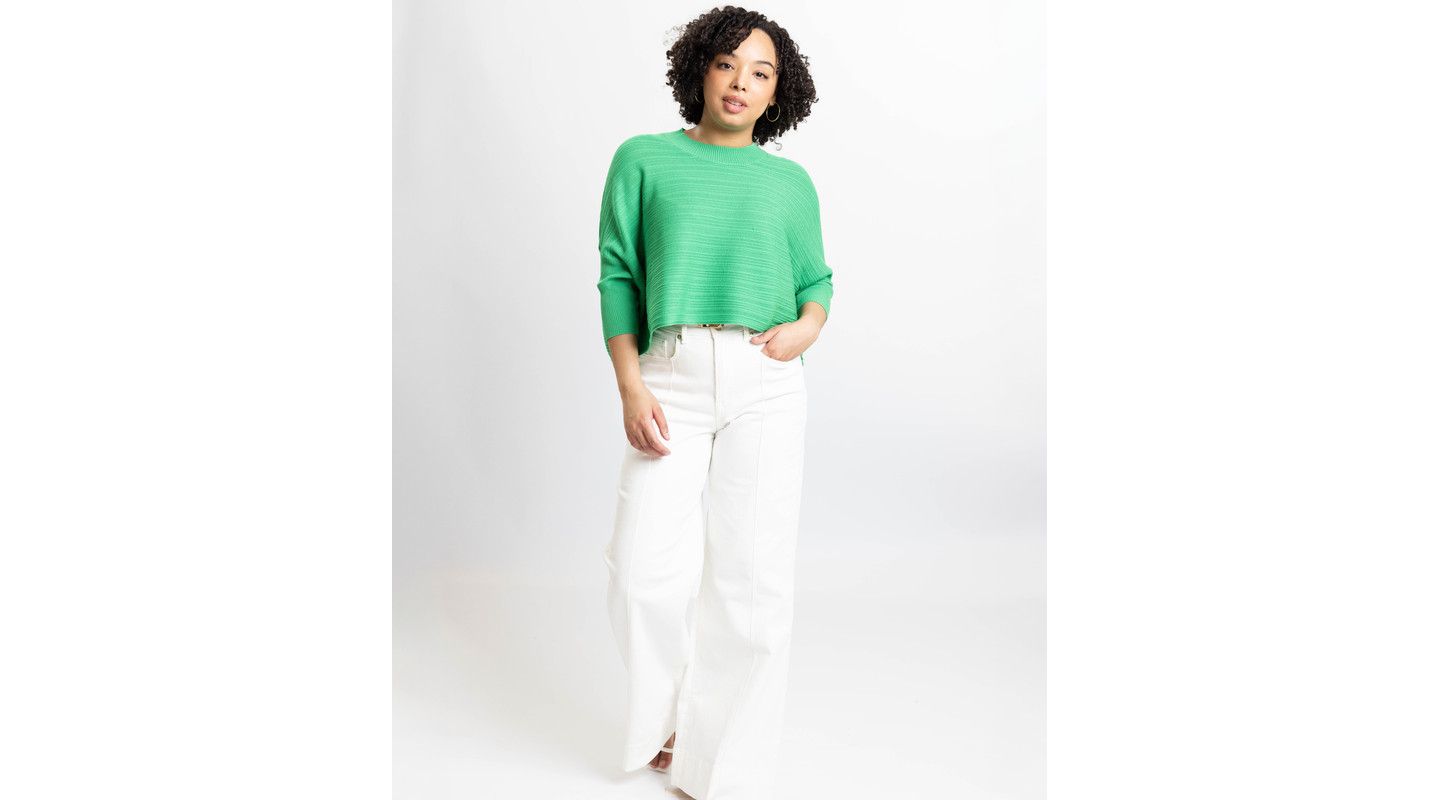 Женский свитер Caldwell Collection Brooklyn Lightweight Textured Cropped, цвет: Изумрудный зелёный — фото 5