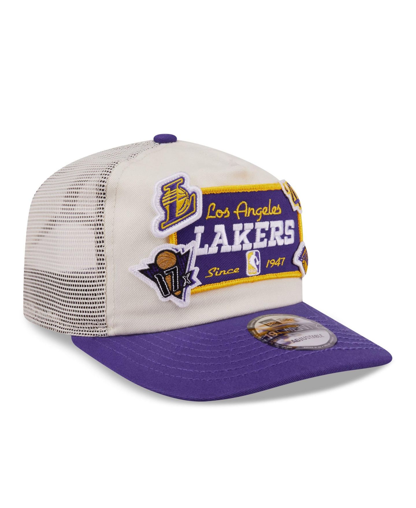Мужская кепка New Era Purple Los Angeles Lakers Layered Patch 19TWENTY Adjustable Hat — фото 3