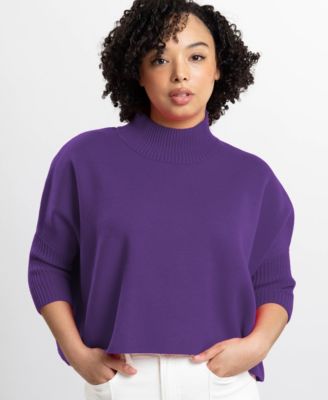 Women's Jordan Turtleneck Cropped 3/4-Length Sleeves Sweater