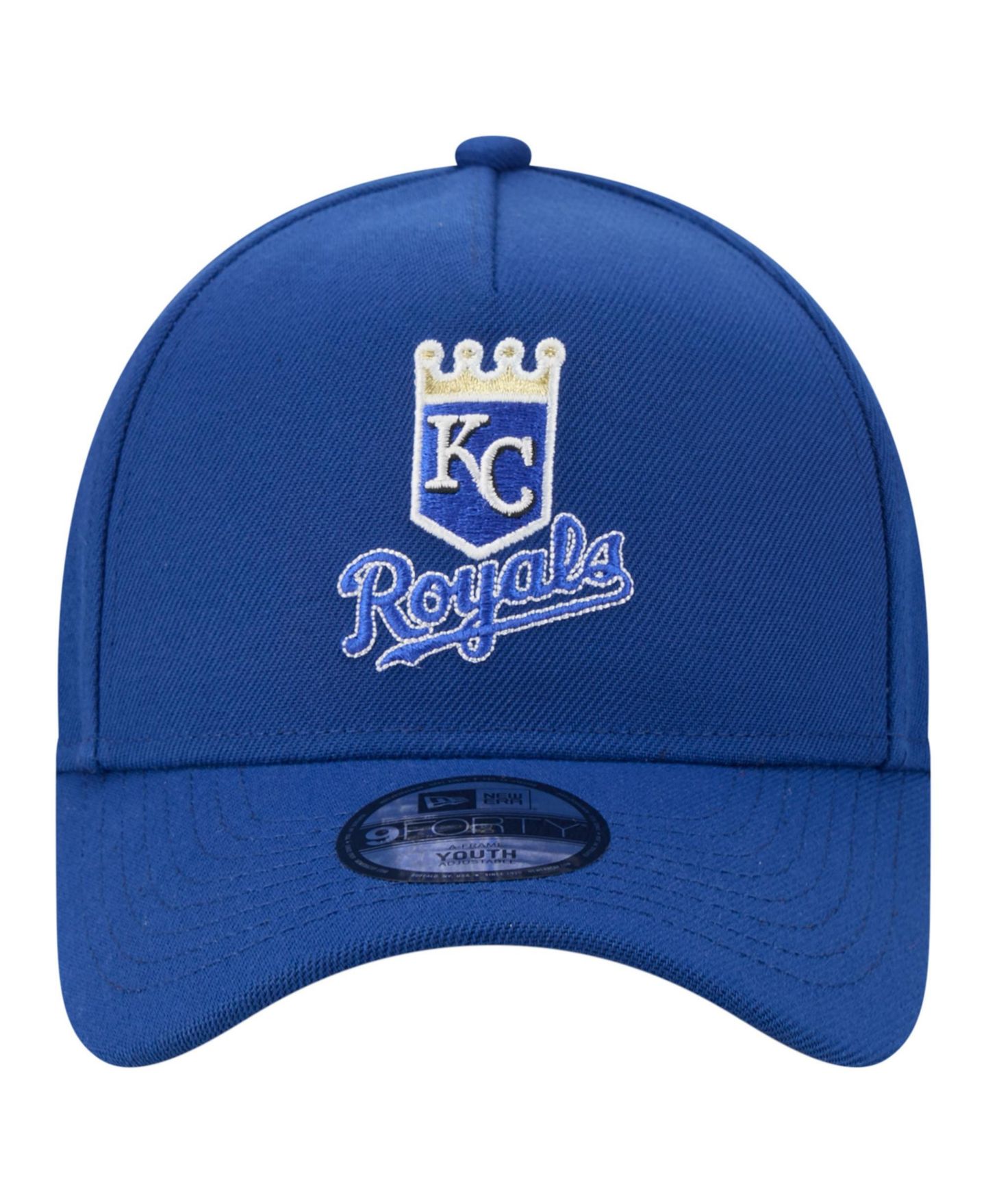 Детская кепка New Era Royal Kansas City Royals Cooperstown Logo 9FORTY A-Frame Adjustable Hat — фото 2