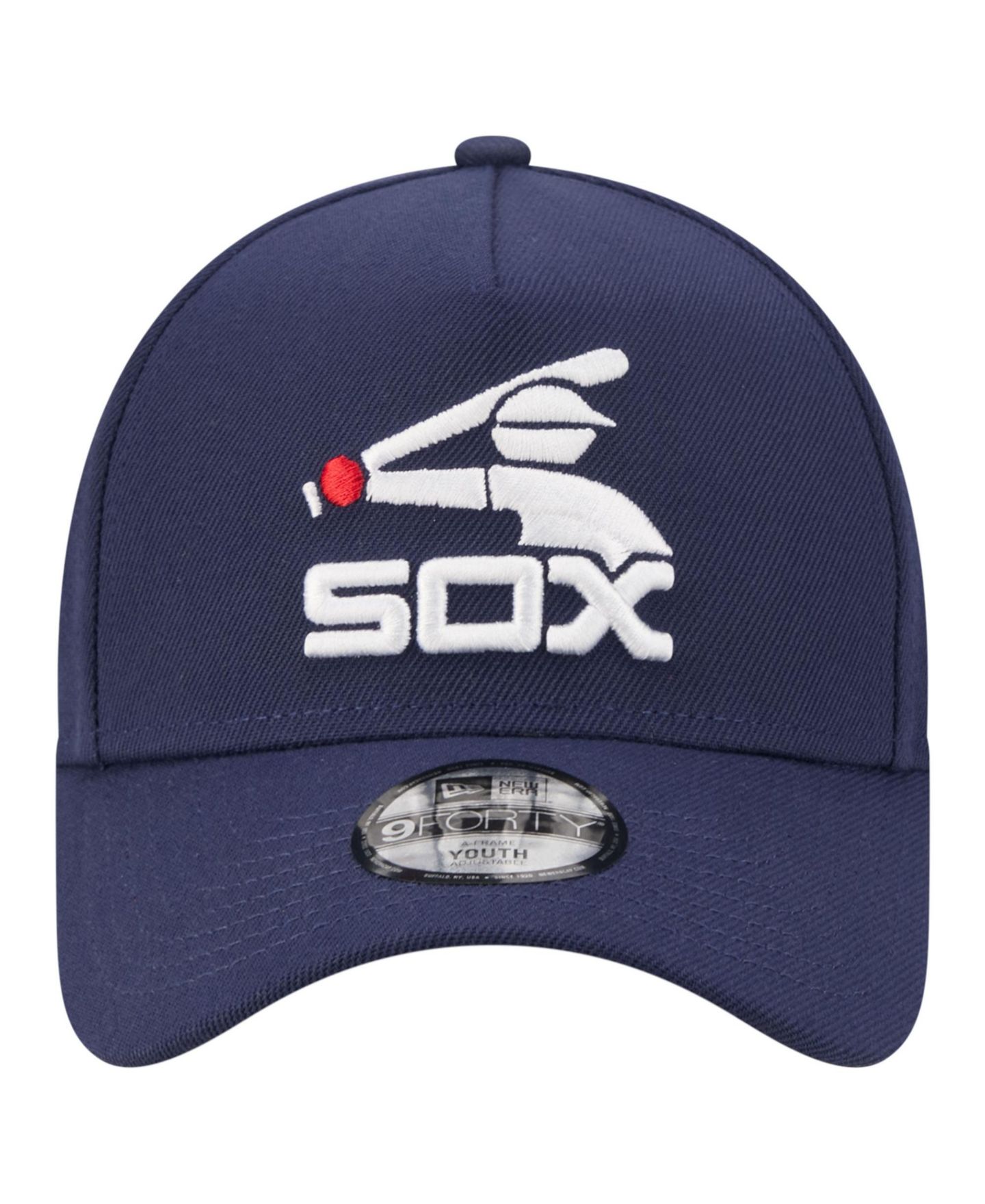 Детская кепка New Era Navy Chicago White Sox Cooperstown Logo 9FORTY A-Frame Adjustable Hat — фото 2