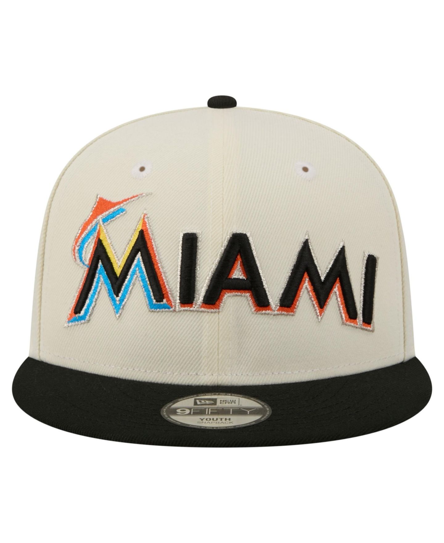 Детская кепка New Era White Miami Marlins Two-Tone 9FIFTY Snapback Hat — фото 2