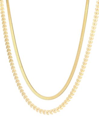 Gold-Tone Herringbone Leaf Necklace