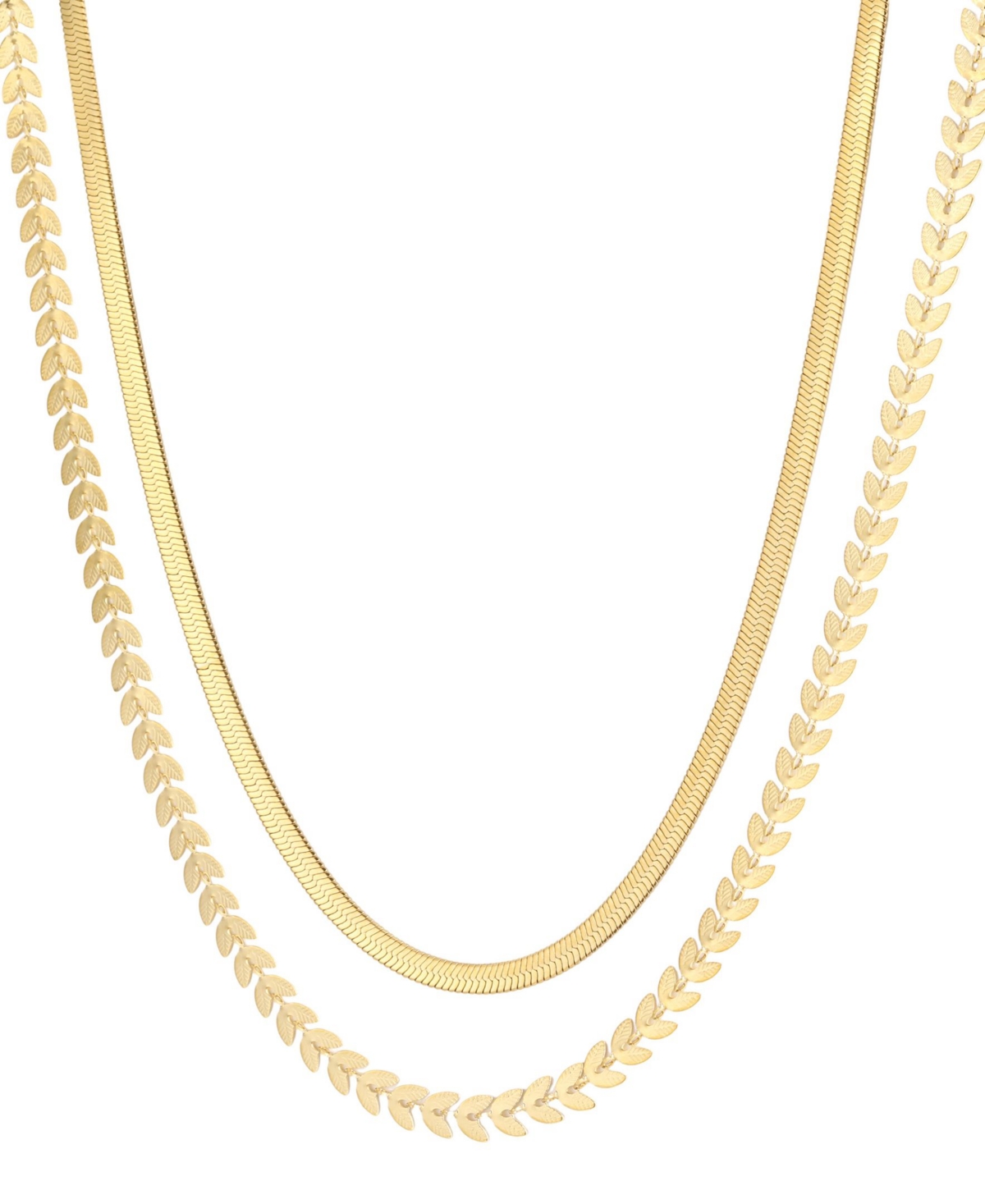 Adornia Gold-Tone Herringbone Leaf Necklace - Gold