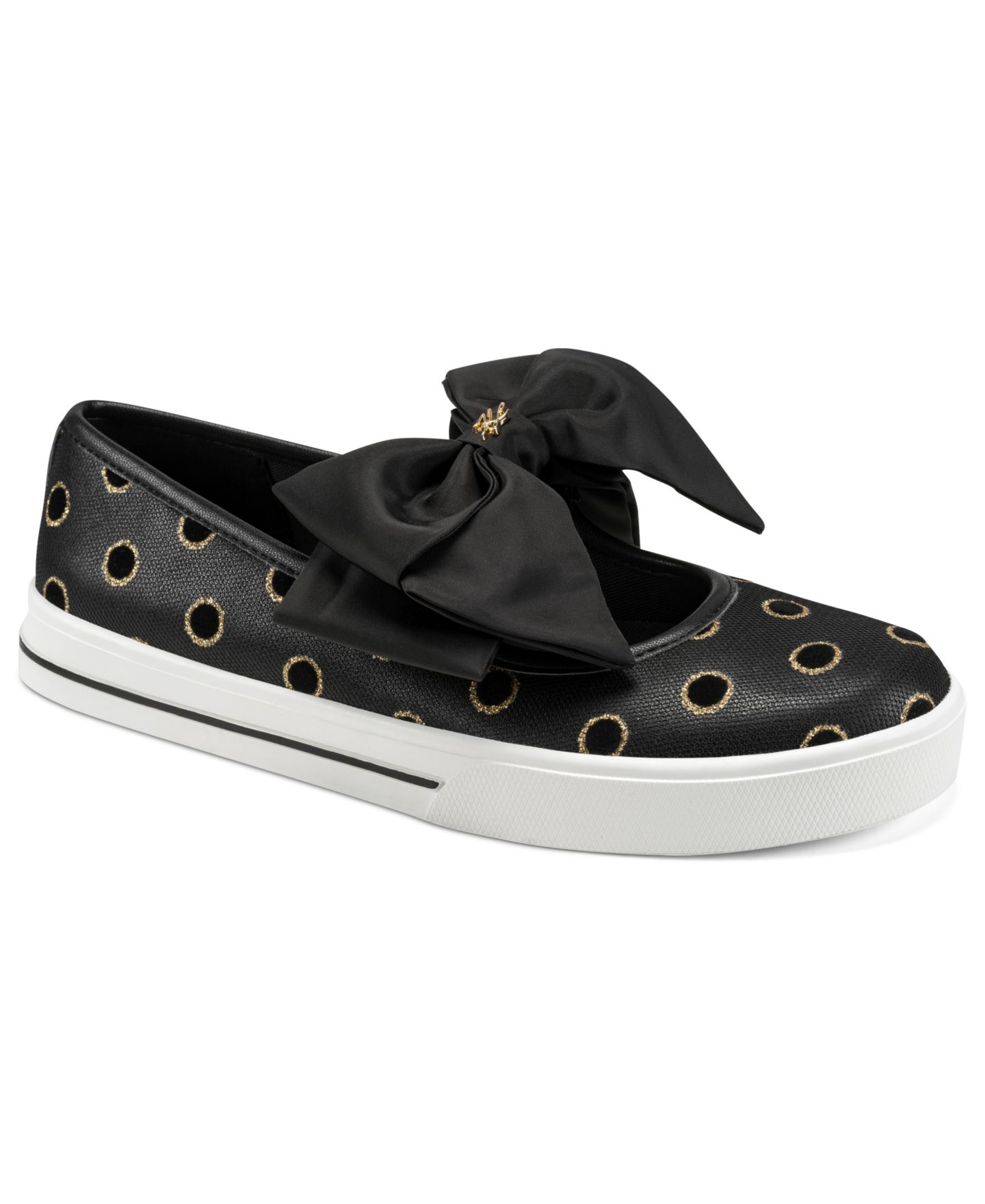 Женские кроссовки KARL LAGERFELD PARIS Bodewyn Slip-On Bow, цвет: Чёрный / Золотой — фото 1