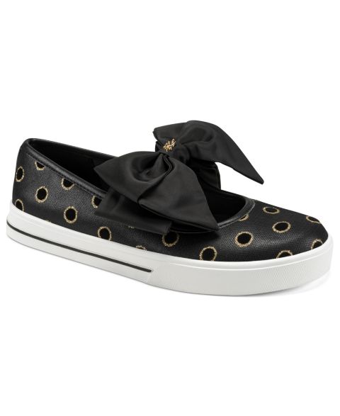 Женские кроссовки KARL LAGERFELD PARIS Bodewyn Slip-On Bow, цвет: Чёрный / Золотой