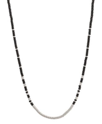 Men's Silver-Tone Beaded Glass Necklace