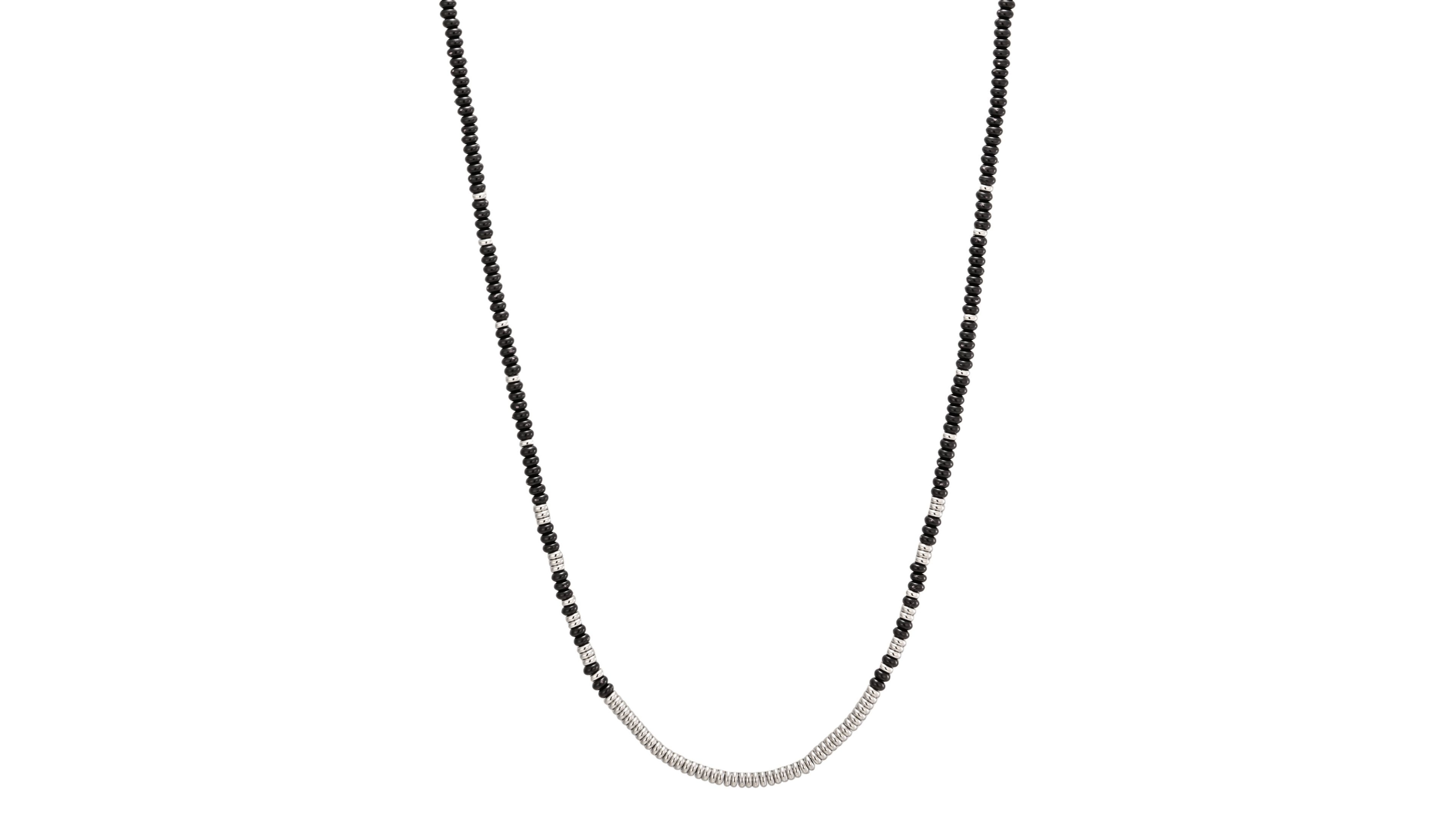Adornia Men's Silver-Tone Beaded Glass Necklace