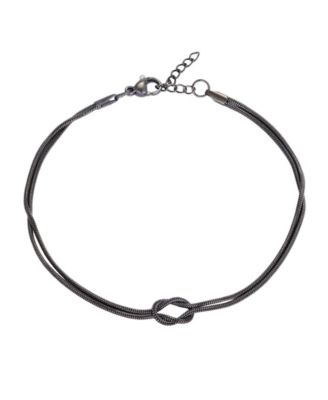 Men's Silver-Tone Stainless Steel Adjustable Link & Chain Knot Bracelet