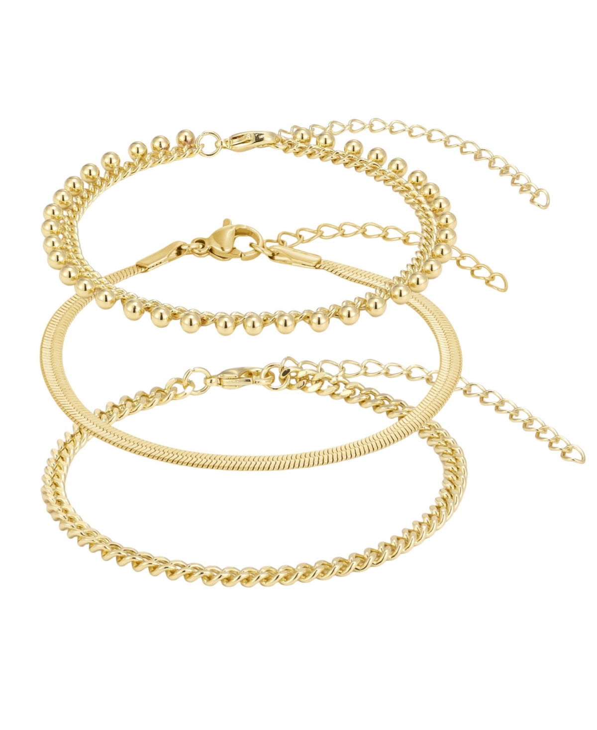 Adornia Crystal Gold-Tone Curb Adjustable Bracelet