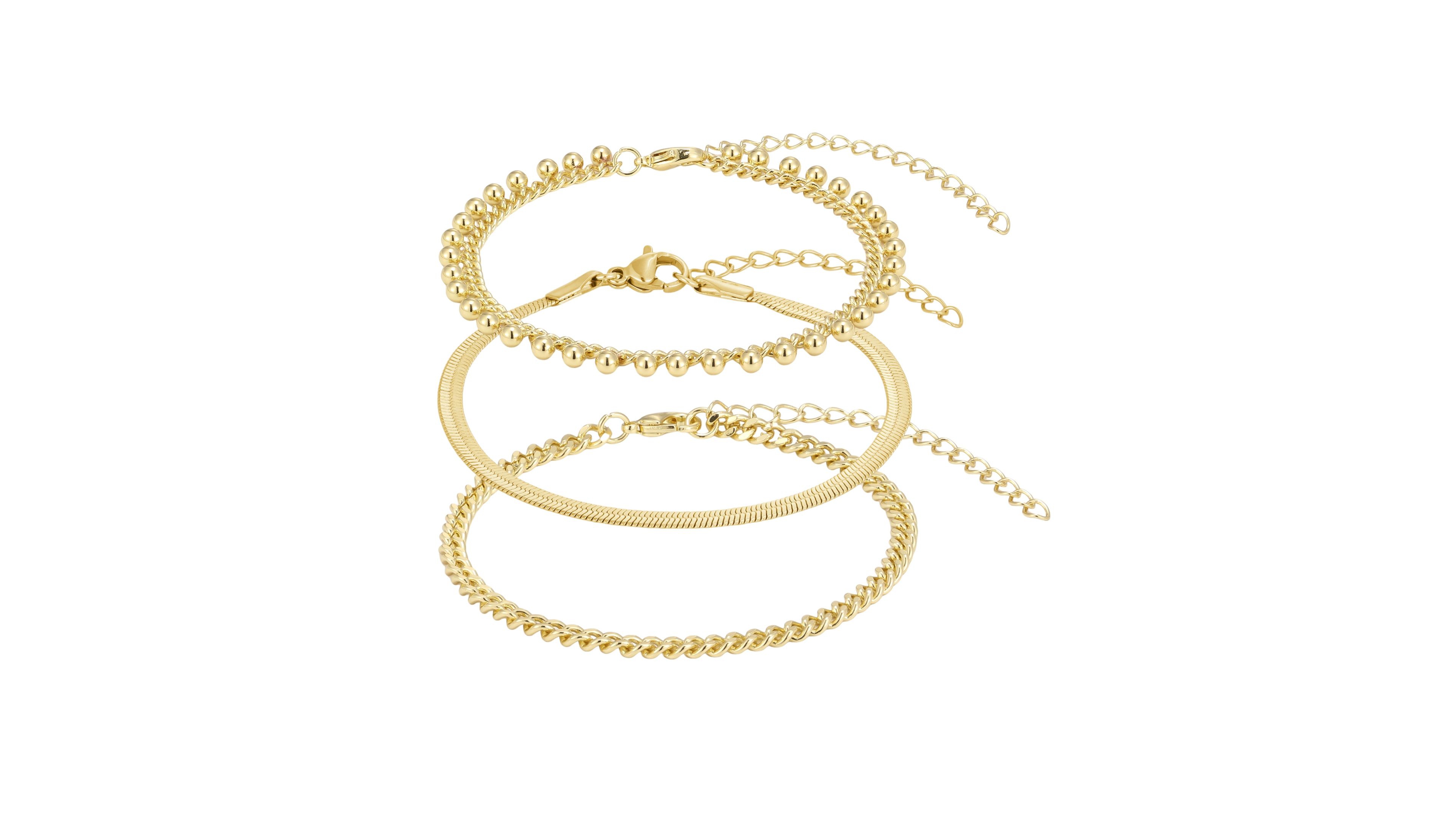 Adornia Crystal Gold-Tone Curb Adjustable Bracelet