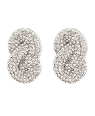 Crystal Silver-Tone Knot Stud Earrings