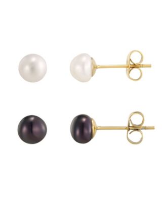 Women's Natural Freshwater Pearl Black Stud