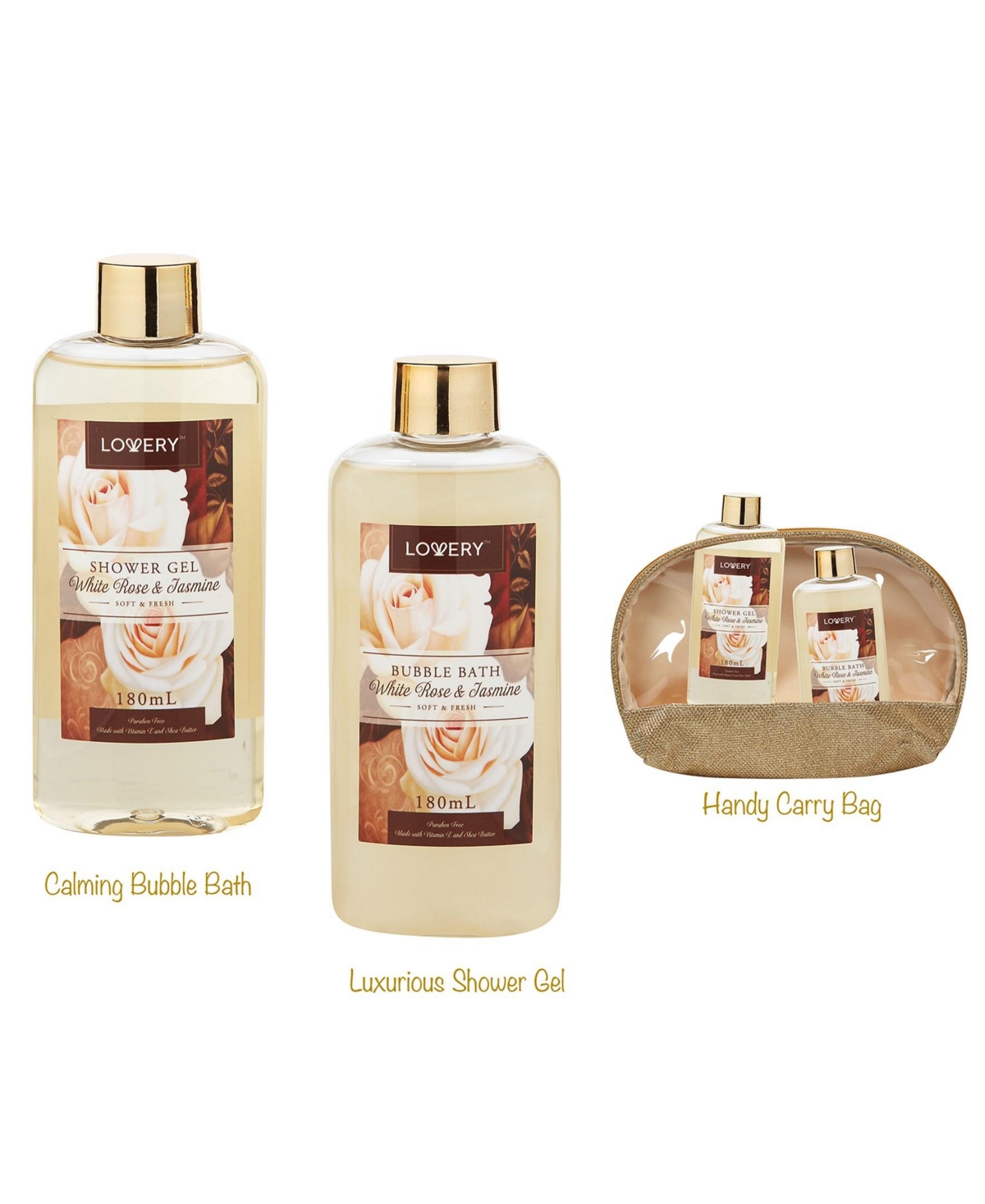 Lovery 8 Piece White Rose Jasmine Body Care Gift Set